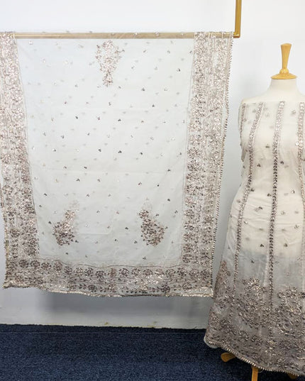 Fancy Dyeable Organza with Heavy Gotta Work Frock 2Pc Unstitched