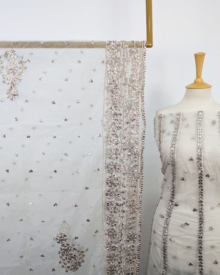 Fancy Dyeable Organza with Heavy Gotta Work Frock 2Pc Unstitched