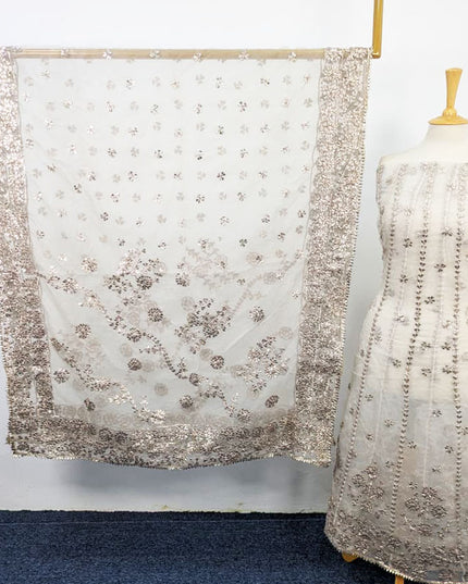 Fancy Dyeable Organza with Gotta Work Frock 2 Pc Unstitched