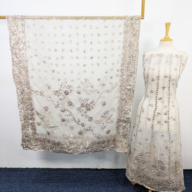 Fancy Dyeable Organza with Gotta Work Frock 2 Pc Unstitched