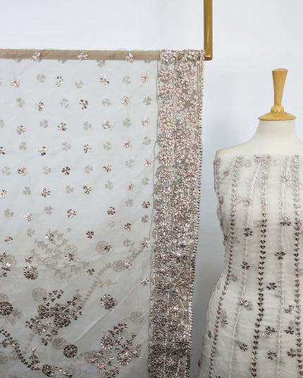 Fancy Dyeable Organza with Gotta Work Frock 2 Pc Unstitched