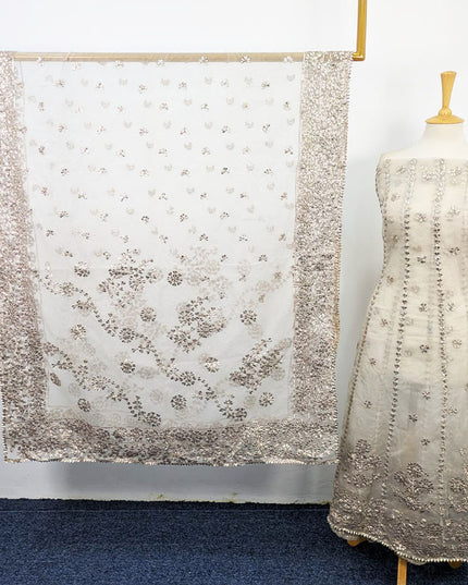 Handmade Gotta Work Organza Frock 2Pc Unstitched (Dyeable)