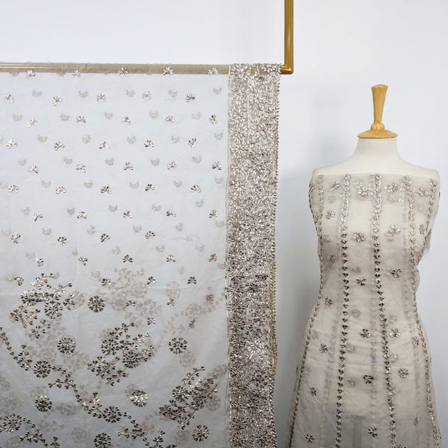 Handmade Gotta Work Organza Frock 2Pc Unstitched (Dyeable)