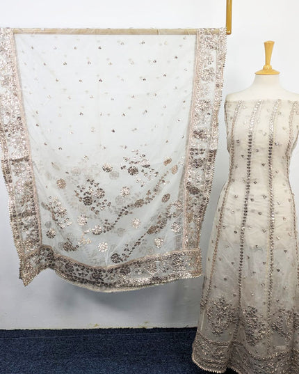 Dyeable Organza with Handmade Gotta Work Frock 2Pc Unstitched