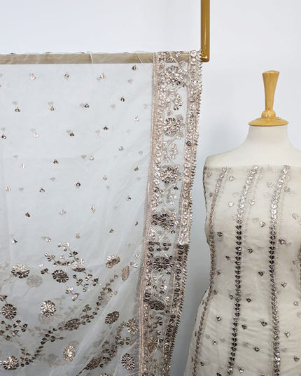 Dyeable Organza with Handmade Gotta Work Frock 2Pc Unstitched