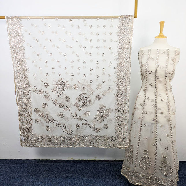 Fancy Organza with Gotta Work Frock 2Pc Unstitched (Dyeable)