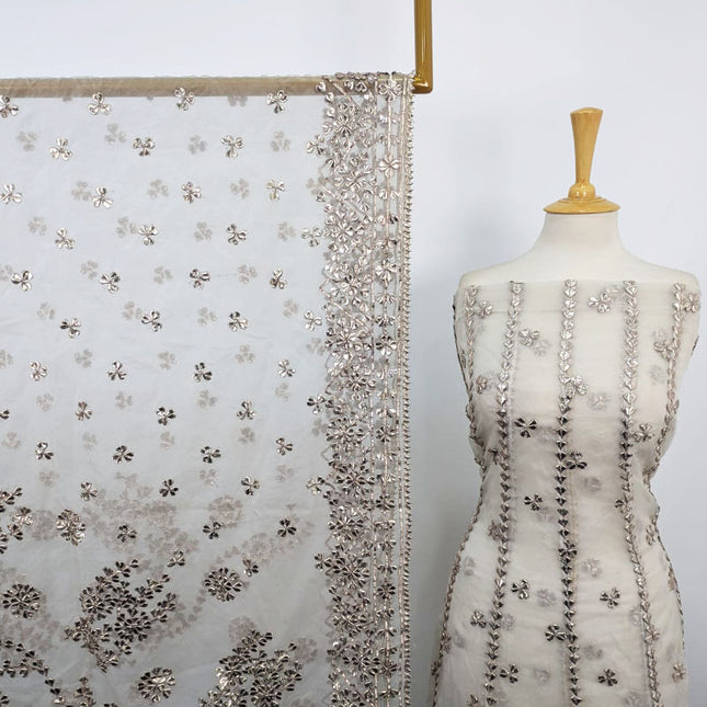 Fancy Organza with Gotta Work Frock 2Pc Unstitched (Dyeable)