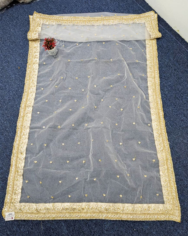 Fancy Handmade Gotta Work Organza Dupatta (Dyeable in All Colors)