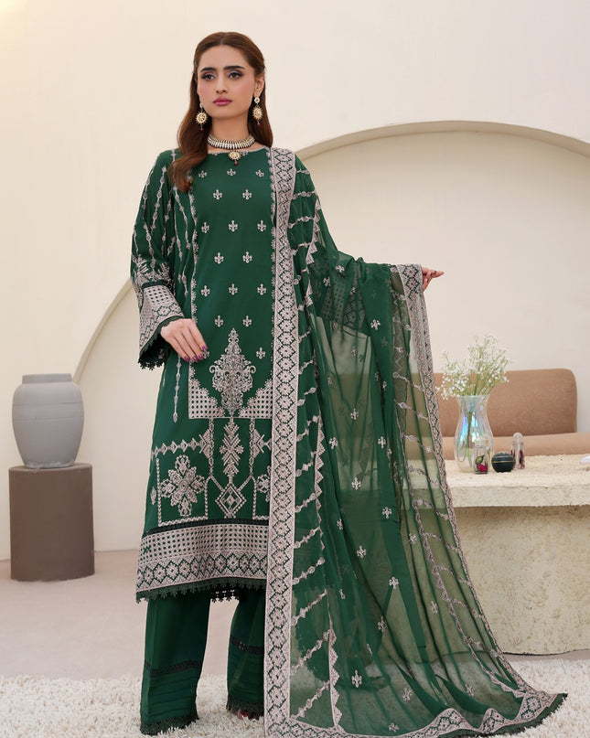 Fancy Embroidered Lawn with Bamber Crinkle Dupatta 3Pc - Wania (Lajwanti)