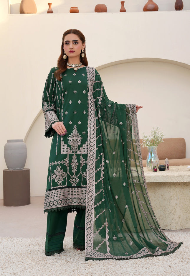 Fancy Embroidered Lawn with Bamber Crinkle Dupatta 3Pc - Wania (Lajwanti)