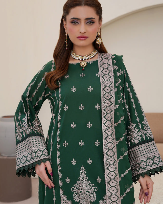 Fancy Embroidered Lawn with Bamber Crinkle Dupatta 3Pc - Wania (Lajwanti)