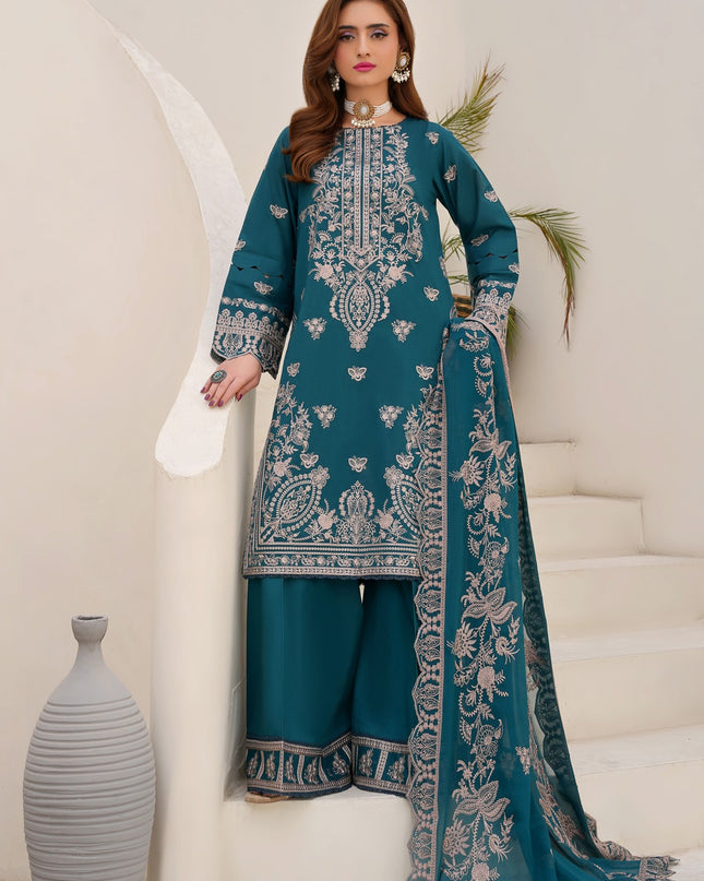 Fancy Embroidered Lawn with Bamber Crinkle Dupatta 3Pc - Wania (Lajwanti)