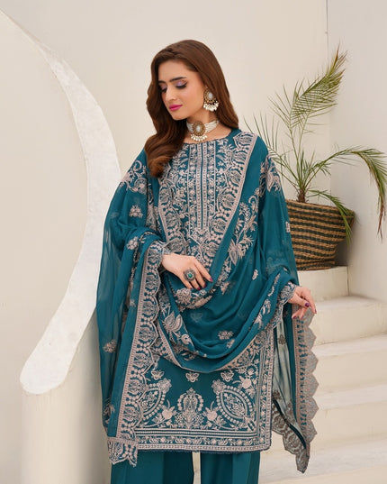 Fancy Embroidered Lawn with Bamber Crinkle Dupatta 3Pc - Wania (Lajwanti)