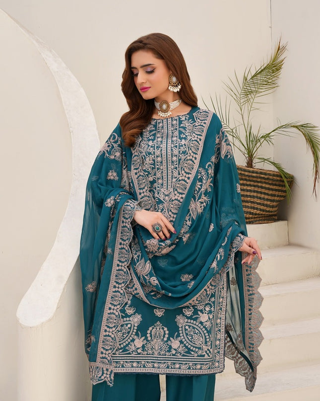 Fancy Embroidered Lawn with Bamber Crinkle Dupatta 3Pc - Wania (Lajwanti)