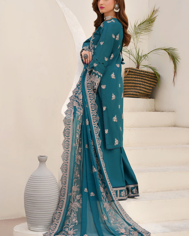 Fancy Embroidered Lawn with Bamber Crinkle Dupatta 3Pc - Wania (Lajwanti)