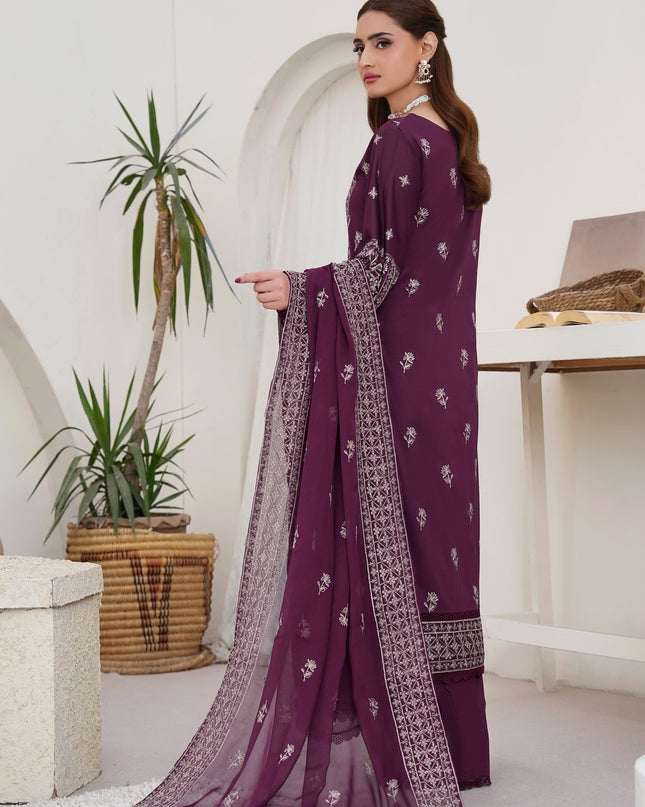 Fancy Embroidered Lawn with Bamber Crinkle Dupatta 3Pc - Wania (Lajwanti)