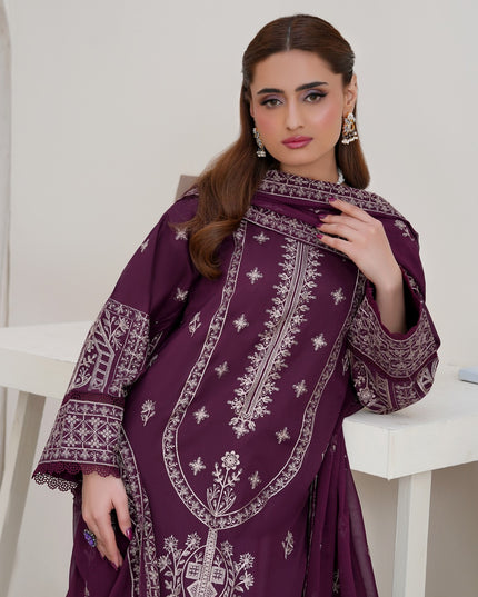 Fancy Embroidered Lawn with Bamber Crinkle Dupatta 3Pc - Wania (Lajwanti)