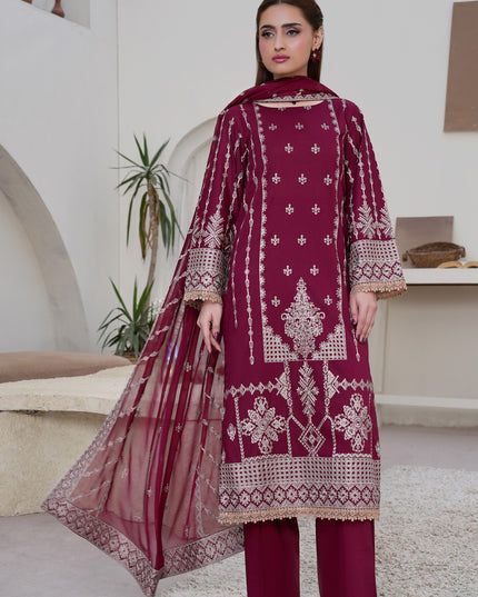 Fancy Embroidered Lawn with Bamber Crinkle Dupatta 3Pc - Wania (Lajwanti)