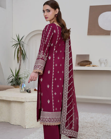 Fancy Embroidered Lawn with Bamber Crinkle Dupatta 3Pc - Wania (Lajwanti)