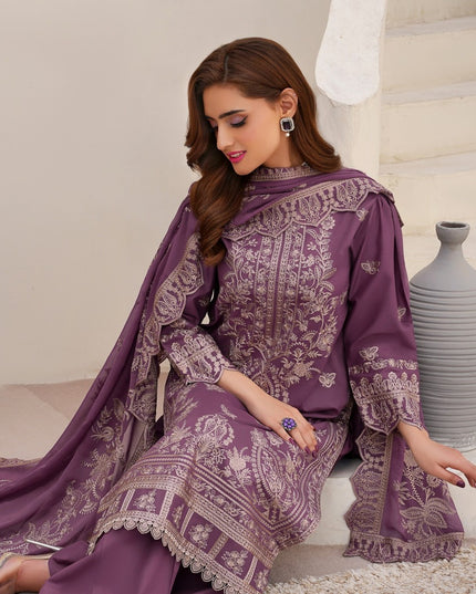 Fancy Embroidered Lawn with Bamber Crinkle Dupatta 3Pc - Wania (Lajwanti)