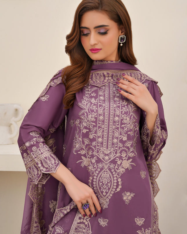 Fancy Embroidered Lawn with Bamber Crinkle Dupatta 3Pc - Wania (Lajwanti)