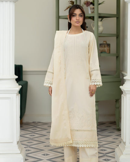 Embroidered Lawn with Voile Dupatta 3Pc Unstitched - Wania (Mahnoor)