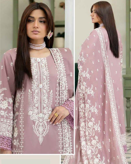 Embroidered Lawn with Voile Dupatta 3Pc Unstitched - Wania (Mahnoor)