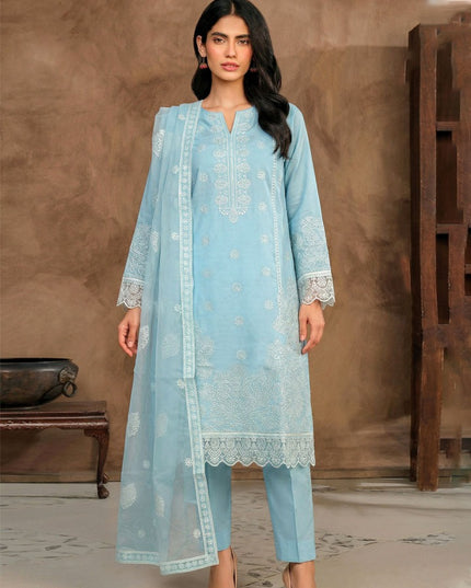 Fancy Embroidered Naps Lawn with Organza Dupatta - AADarsh (Aneeqa)