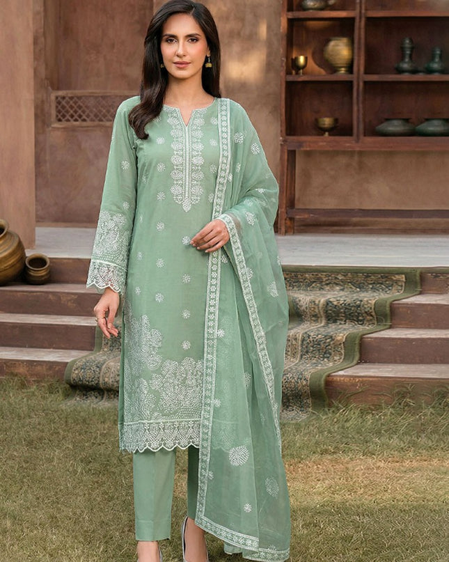Fancy Embroidered Naps Lawn with Organza Dupatta - AADarsh (Aneeqa)