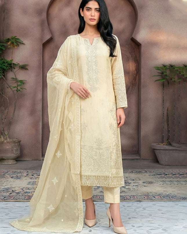 Fancy Embroidered Naps Lawn with Organza Dupatta - AADarsh (Aneeqa)