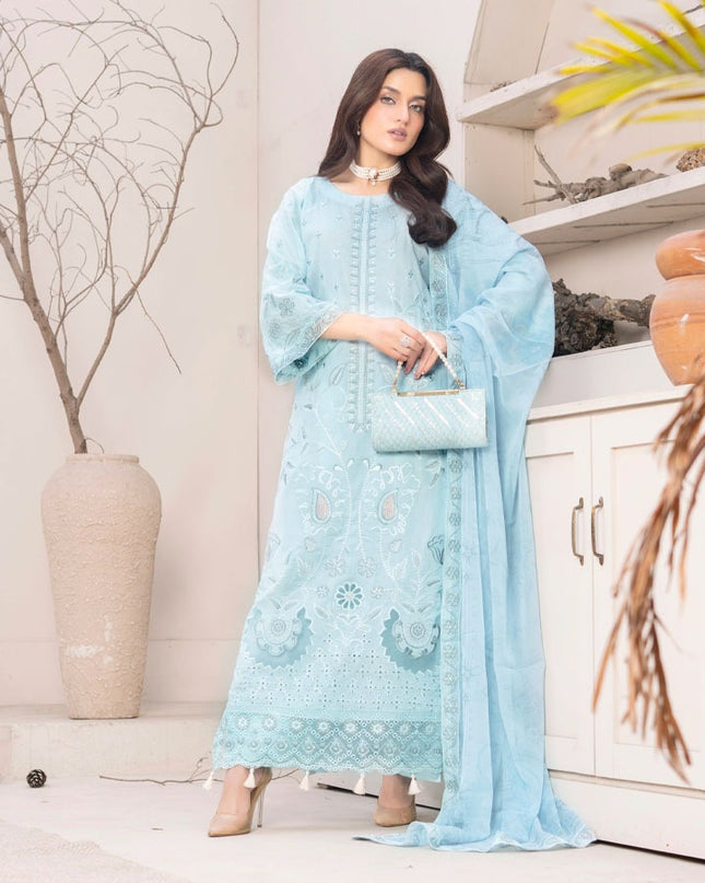 Embroidered Self Jaquard Lawn with Crinkle Chiffon Dupatta - Mah e Rooh (Poshak)