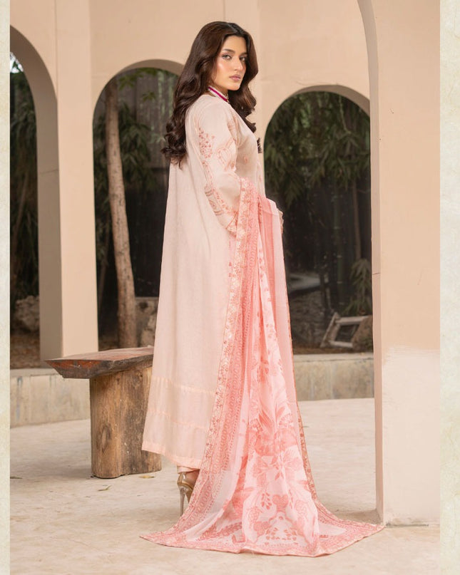 Embroidered Self Jaquard Lawn with Crinkle Chiffon Dupatta - Mah e Rooh (Poshak)