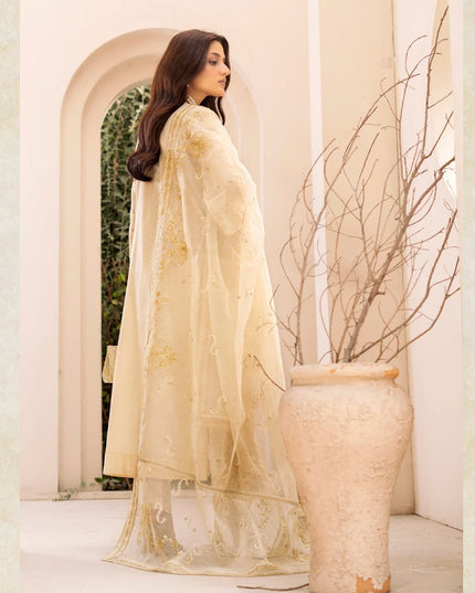 Fancy Embroidered Self Jaquard Lawn with Organza Dupatta - Mah e Rooh (Poshak)