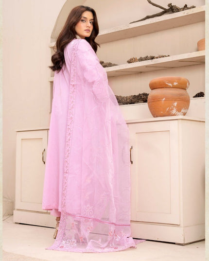 Fancy Embroidered Self Jaquard Lawn with Organza Dupatta - Mah e Rooh (Poshak)