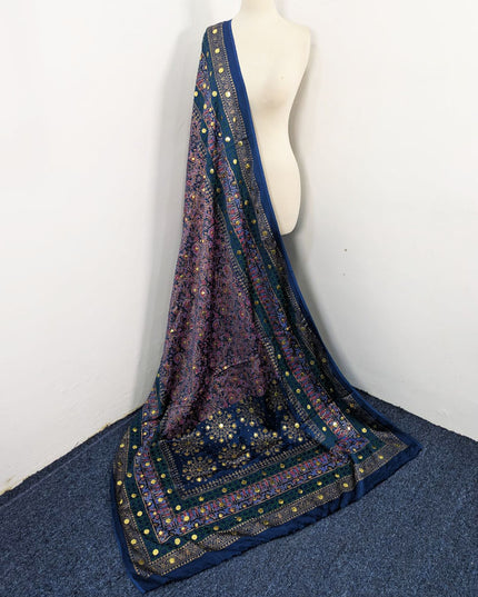 Fancy Silk with Handmade Golden Mukesh + Block Print Work Dupatta