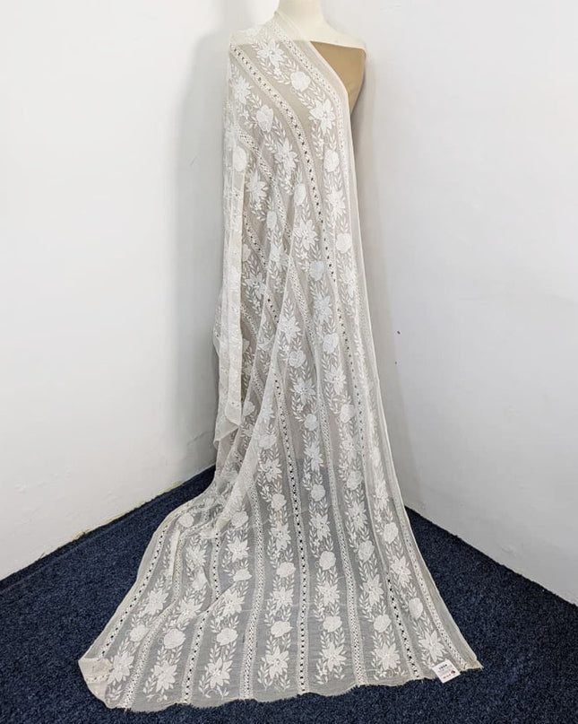 Pure China Crinkle with Handmade Tarkashi Work Dyeable Dupatta