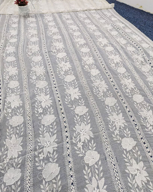 Pure China Crinkle with Handmade Tarkashi Work Dyeable Dupatta