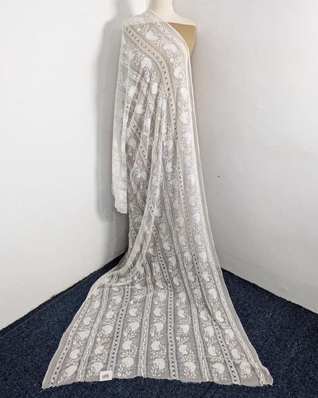 Dyeable Pure China Crinkle with Handmade Tarkashi Work Dupatta