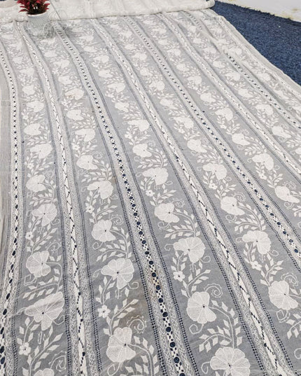 Dyeable Pure China Crinkle with Handmade Tarkashi Work Dupatta