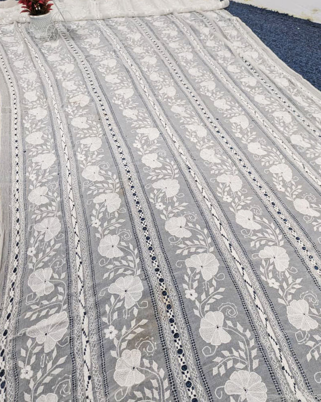 Dyeable Pure China Crinkle with Handmade Tarkashi Work Dupatta