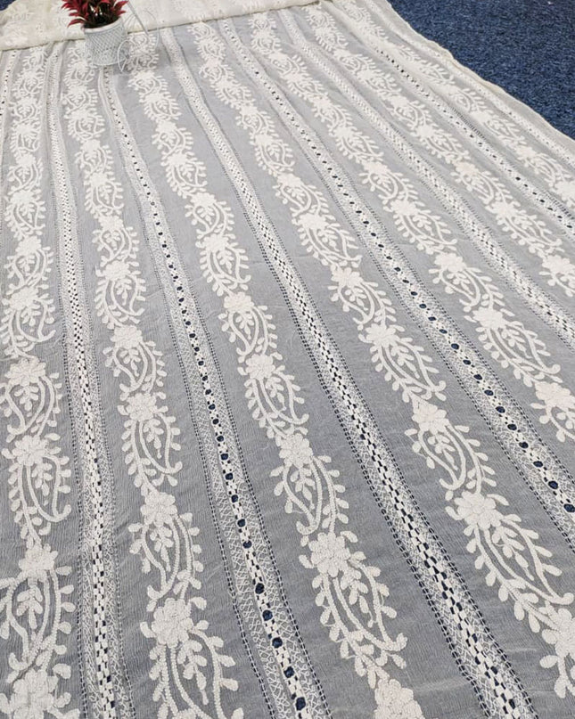 Pure China Crinkle with Handmade Tarkashi Work Dyeable Dupatta