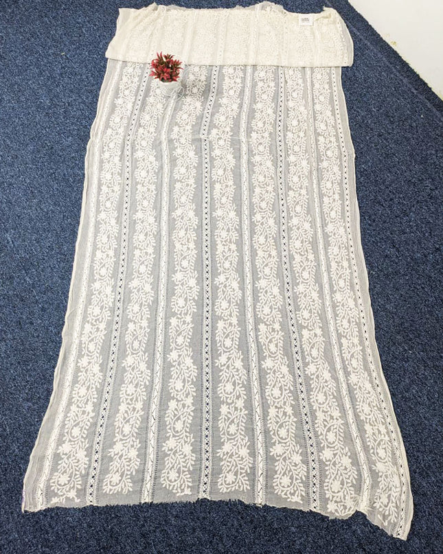 Dyeable Pure China Crinkle with Handmade Tarkashi Work Dupatta