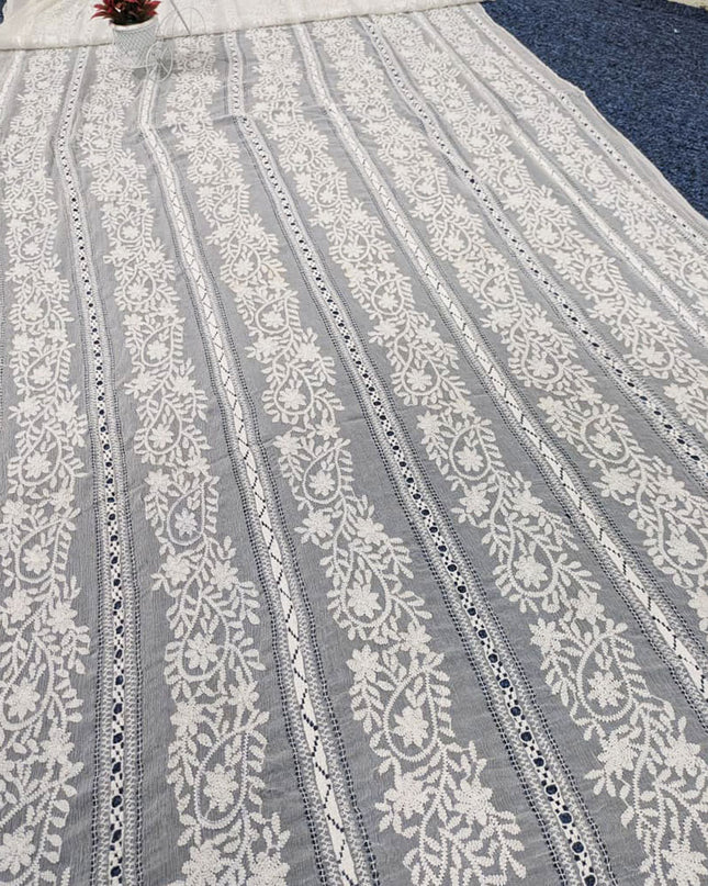 Dyeable Pure China Crinkle with Handmade Tarkashi Work Dupatta