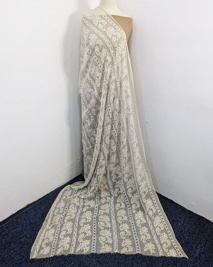 Pure China Crinkle with Handmade Tarkashi Work Dyeable Dupatta