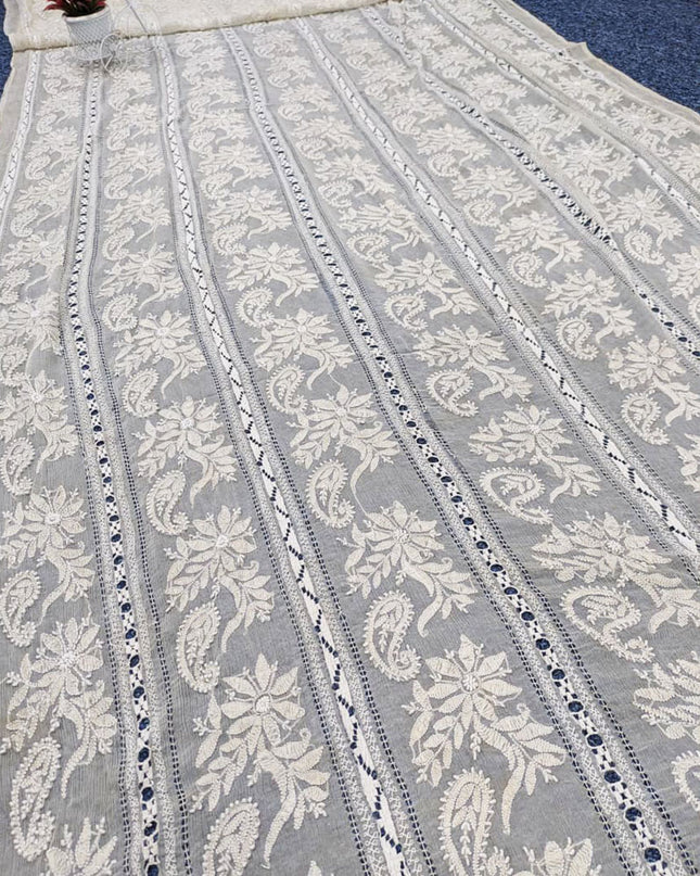 Pure China Crinkle with Handmade Tarkashi Work Dyeable Dupatta