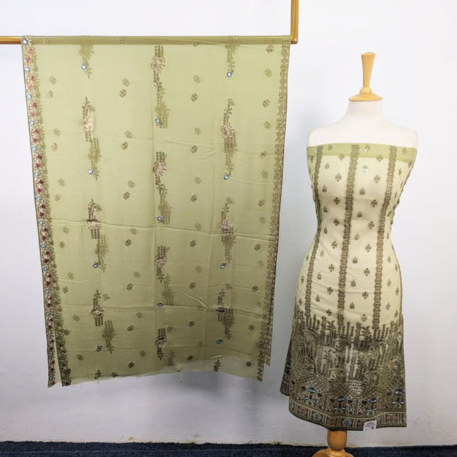 Pakka Sitara Boring Daman Organza with Chiffon Dupatta 2Pc Unstitched