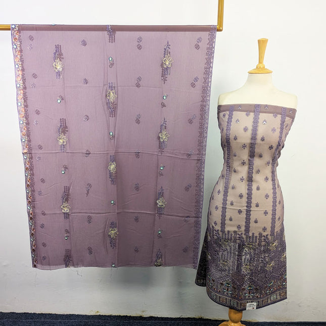 Pakka Sitara Boring Daman Organza with Chiffon Dupatta 2Pc Unstitched