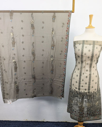 Pakka Sitara Boring Daman Organza with Chiffon Dupatta 2Pc Unstitched