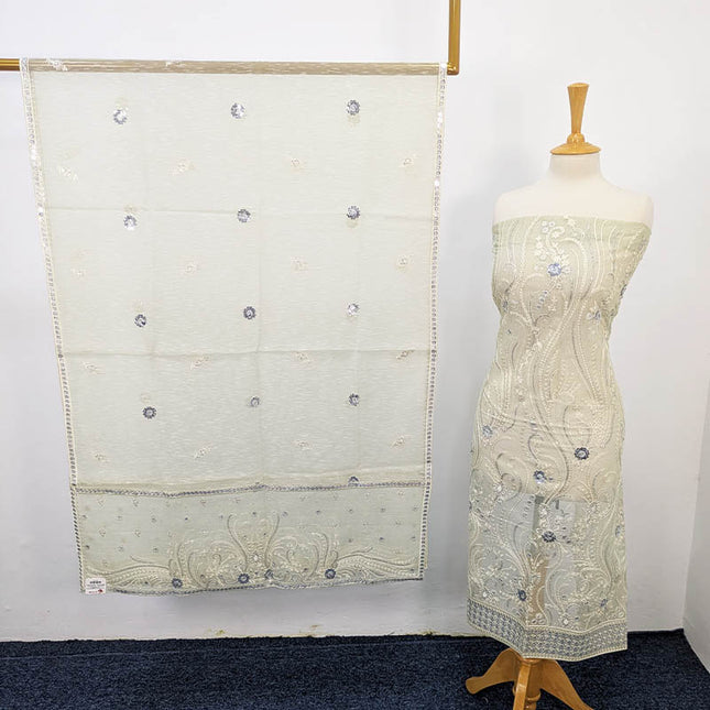 Fancy Embroidered Khaadi Net 2PC unstitched