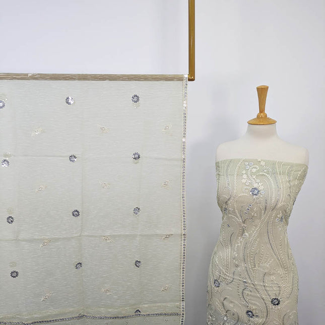Fancy Embroidered Khaadi Net 2PC unstitched